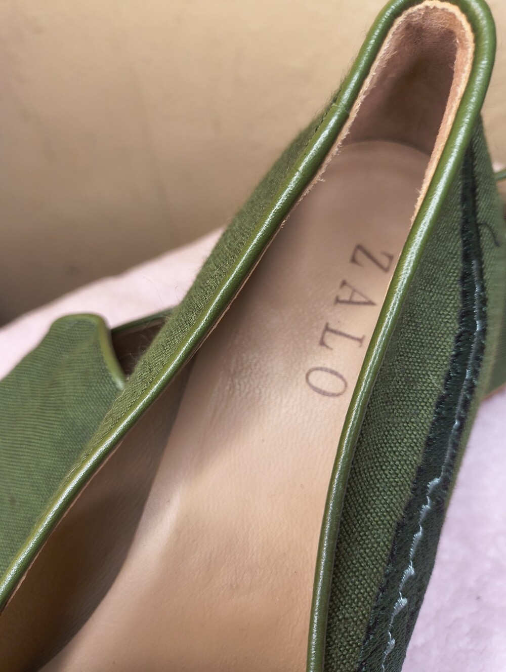 Zalo Green Canvas Dragon Embroidered Loafers - Picture 6 of 6